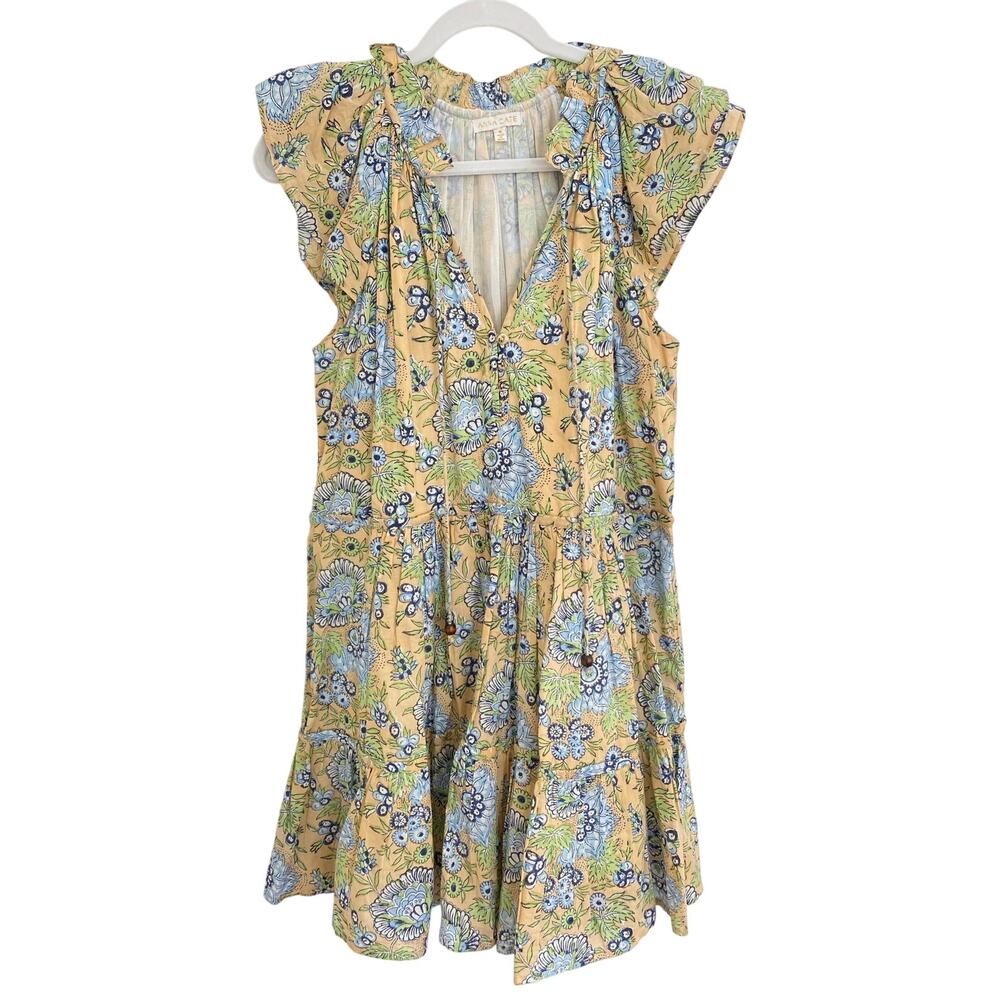 Anna Cate Aimee Floral Block Print Flutter Sleeve Mini Swing Dress Tuckernuck M